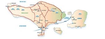 Voyage de Noces à Bali et Lombok — Carte du circuit