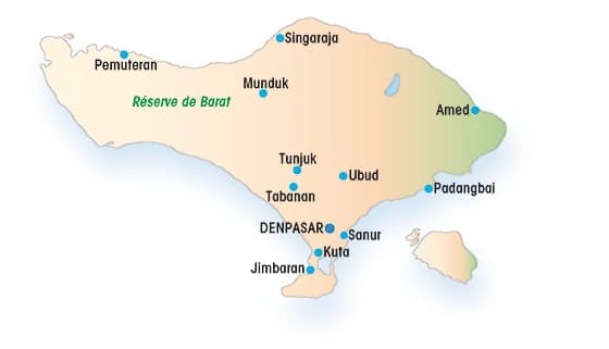 Bali en famille. — Carte du circuit